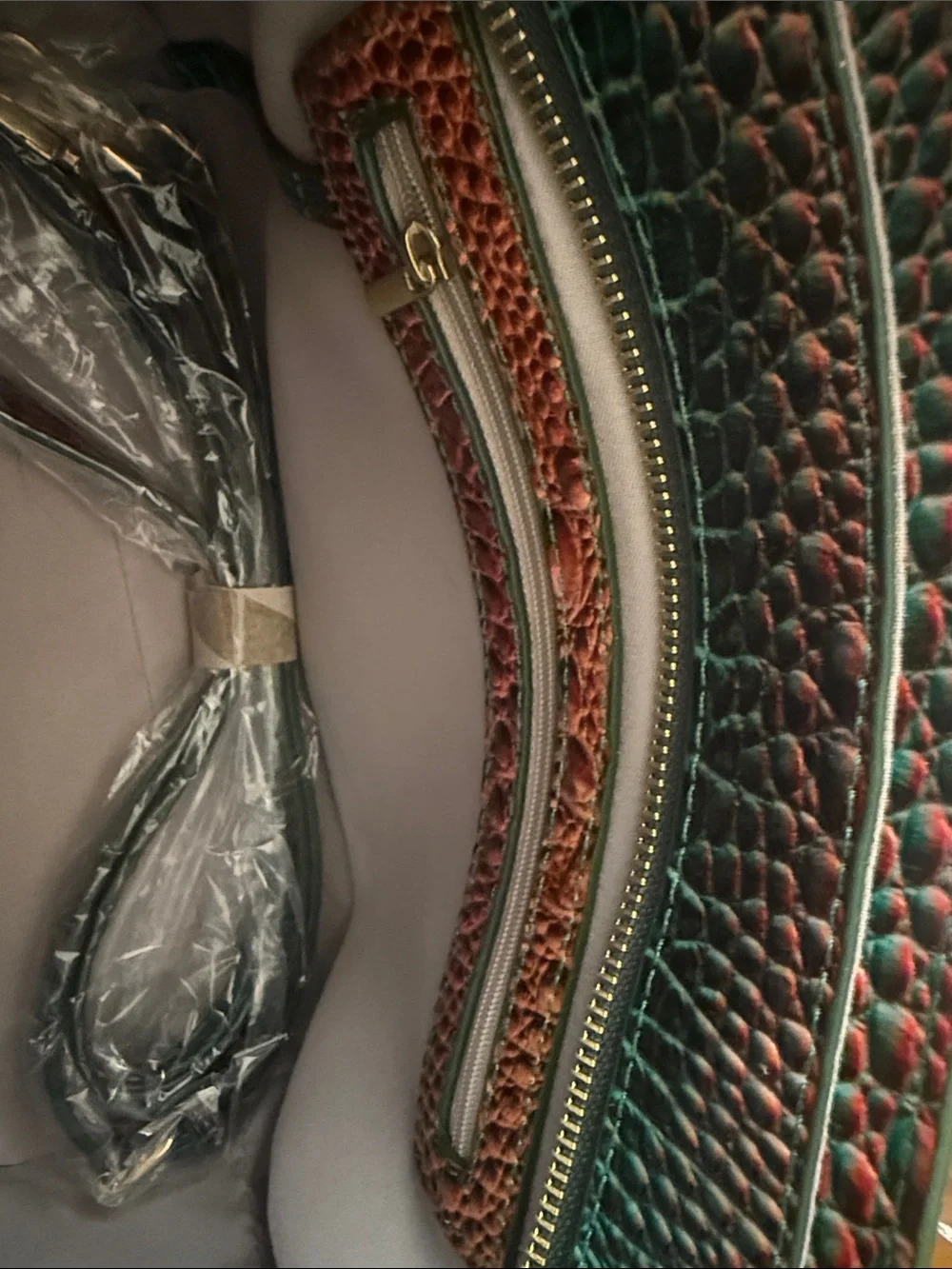NEW Multicolor Croc-Embossed Handbag